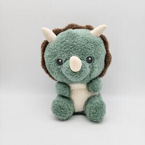 Hobby Lobby Green Triceratops Dinosaur Plush 8" Sewn Eyes Fuzzy Stuffed Animal